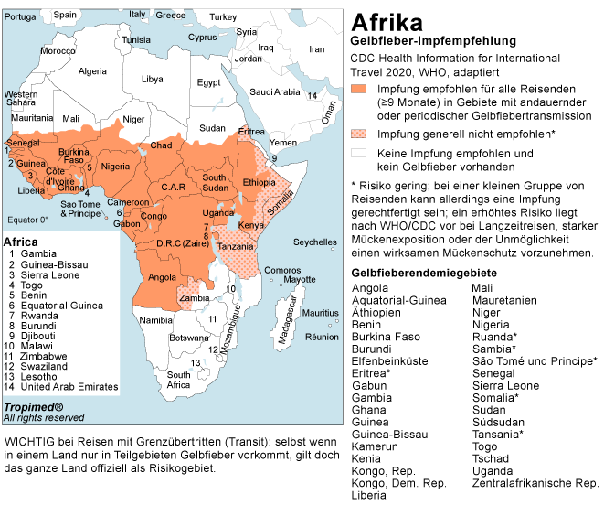 Gelbfieberkarte Afrika
